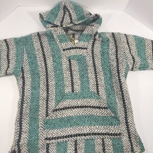 BAJA JOE Pullover Hoodie Small Striped Baja Hooded Kangaroo Pocket Casual UNISEX